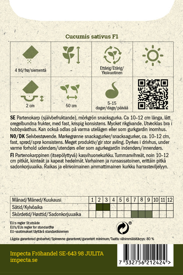 Frø: Drivhusagurk F1 'Kalimero'