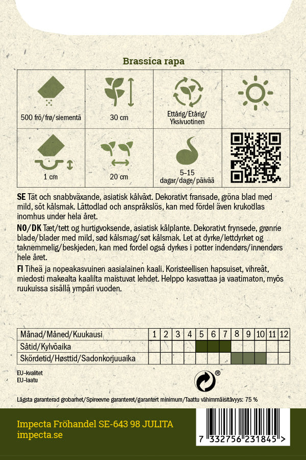 Frø: Mizunakål 'Green'