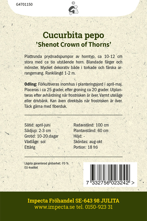 Frø: Pyntegræskar 'Shenot Crown Of Thorns'