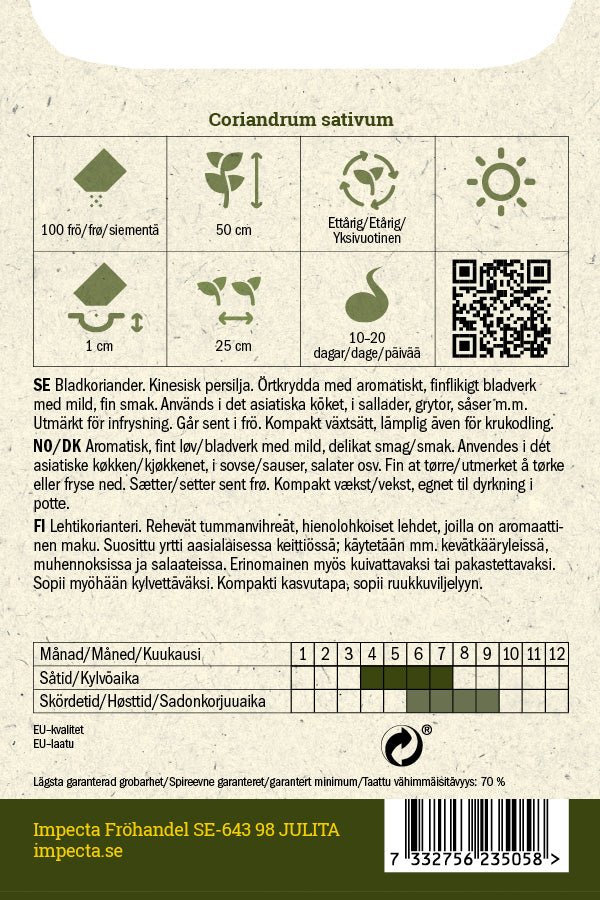 Frø: Koriander 'Green Bush'