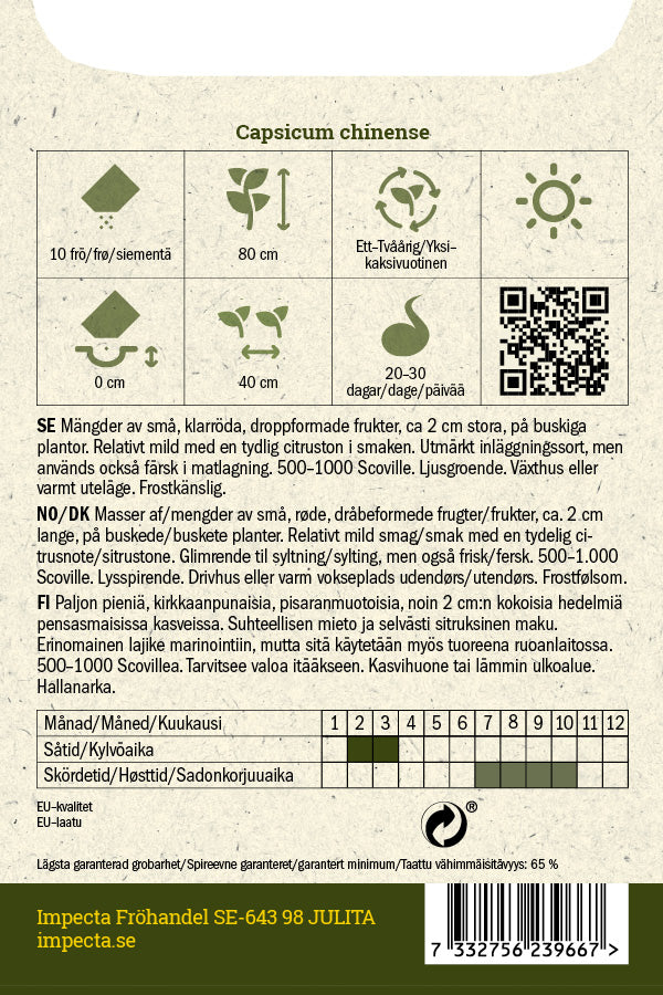 Frø: Habaneropeber 'Biquinho'