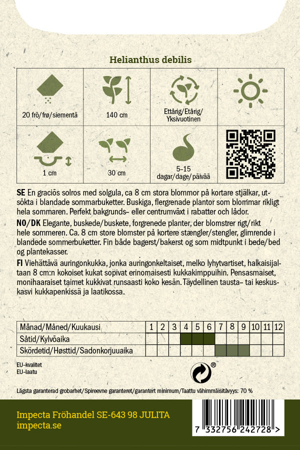 Frø: Miniature Solsikke 'Soluna Lemon'