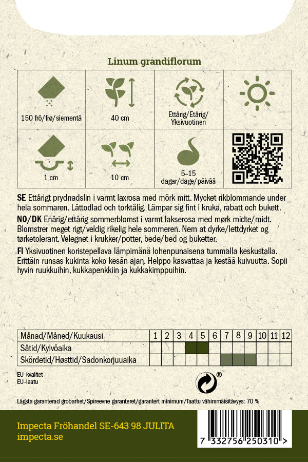 Frø: Hørblomst 'Salmon'