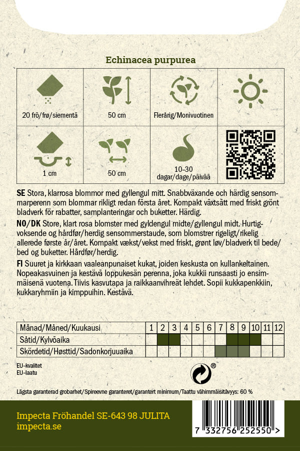 Frø: Purpursolhat 'Feeling Pink'