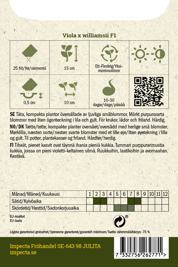 Frø: Hornviol F1 'Sorbet Black Delight'