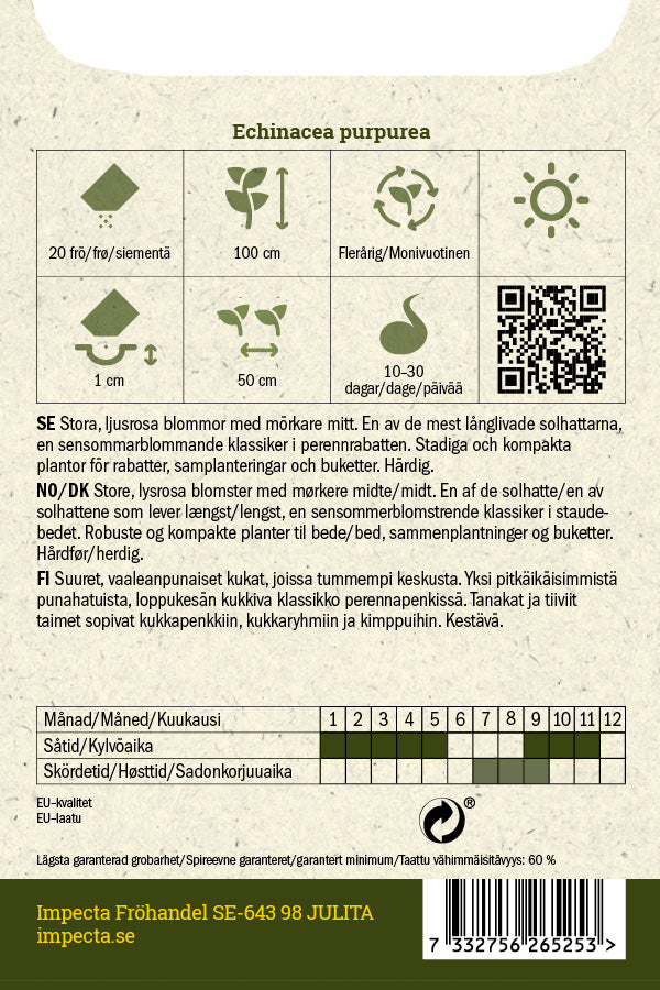 Frø: Purpursolhat 'Magnus'