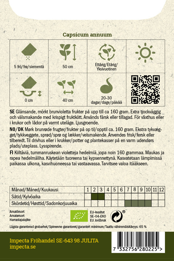 Frø: Peberfrugt 'Chocobell'