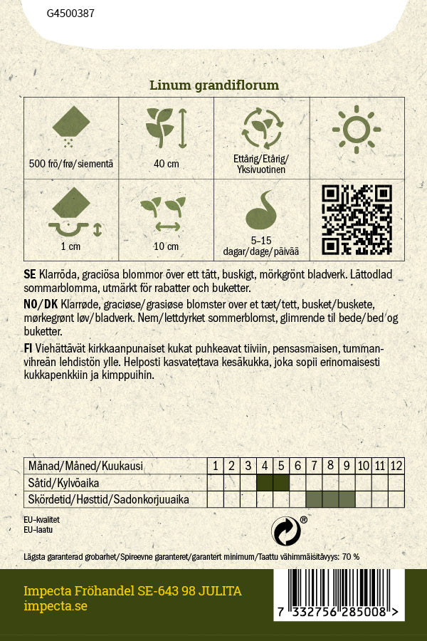 Frø: Hørblomst 'Rubrum'