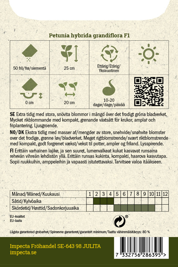 Frø: Petunia F1 'Eagle White'