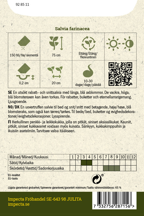 Frø: Salvia farinacea 'Blue Bedder'