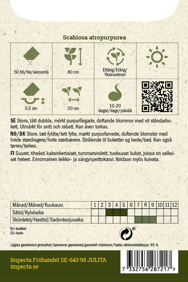 Frø: Enkeblomst 'Magic Night'