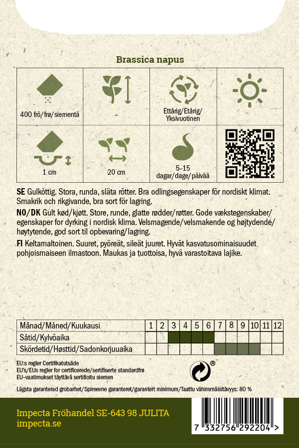 Frø: Kålroe 'Wilhelmsburger'