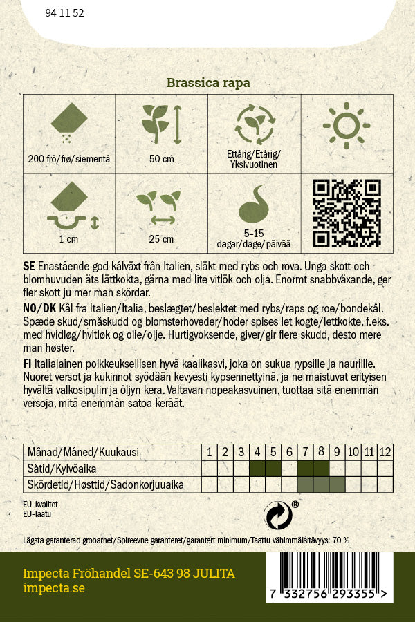 Frø: Rapini 'Quarantina'