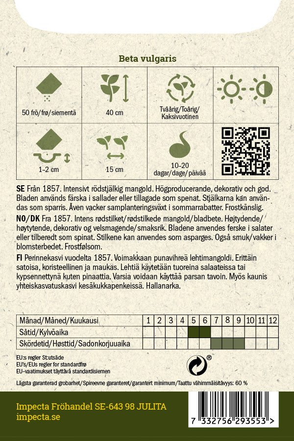 Frø: Mangold 'Rhubarb Chard'