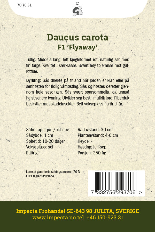 Frø: Sommergulerod F1 'Flyaway'