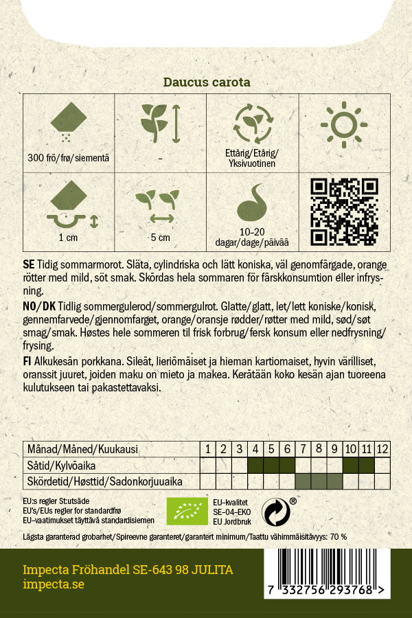 Frø: Sommergulerod 'Berlikumer 2'