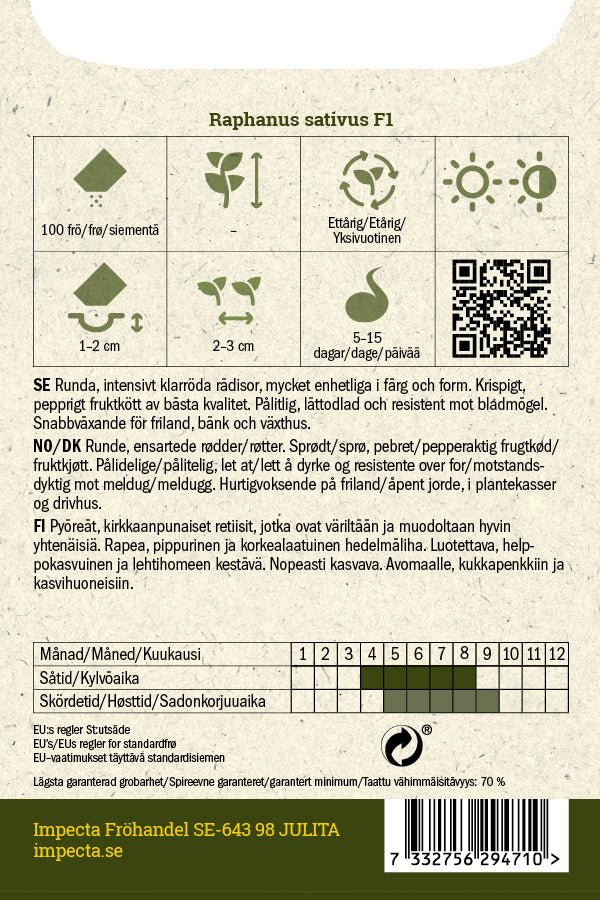 Frø: Radise F1 'Celesta'