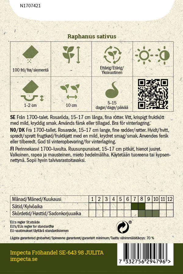 Frø: Kinesisk radise 'China Rose'