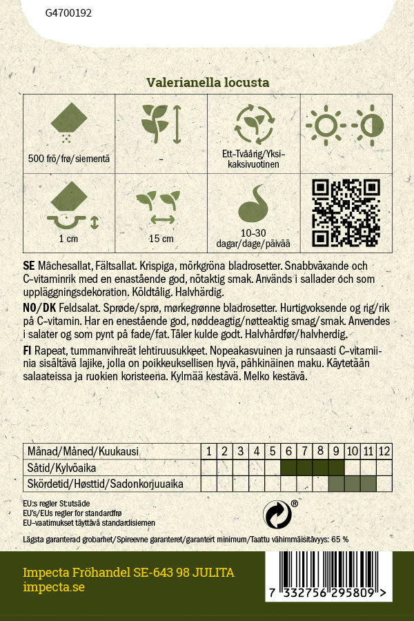Frø: Vintersalat 'Vit'