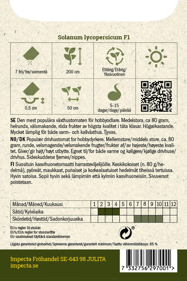Frø: Drivhustomat F1 'Shirley'