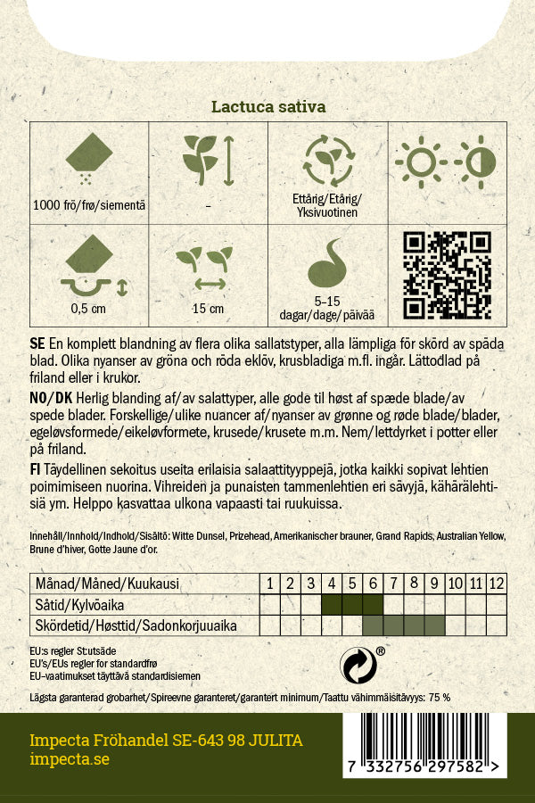 Frø: Minipluksalat Baby Leaf mix