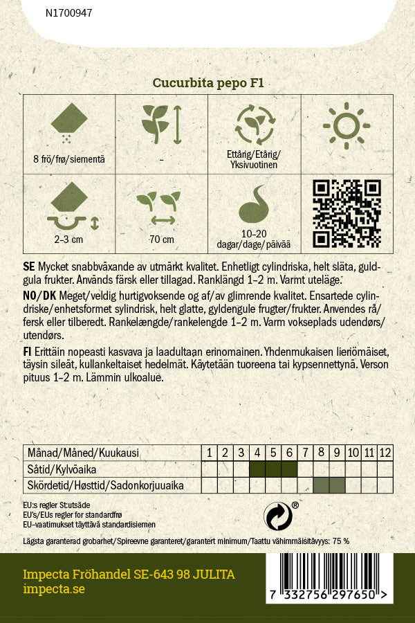 Frø: Squash F1 'Atena Polka'