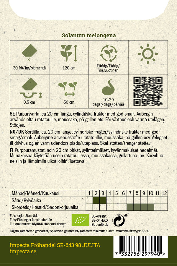 Frø: Aubergine 'De Barbentane'