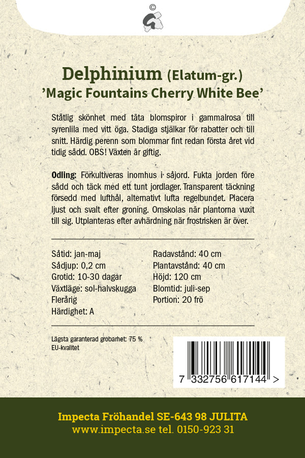 Frø: Have Ridderspore 'Magic Fountains Cherry White Bee'