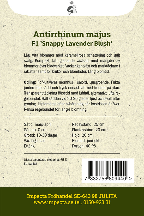 Frø: Løvemund F1 'Snappy Lavender Blush'