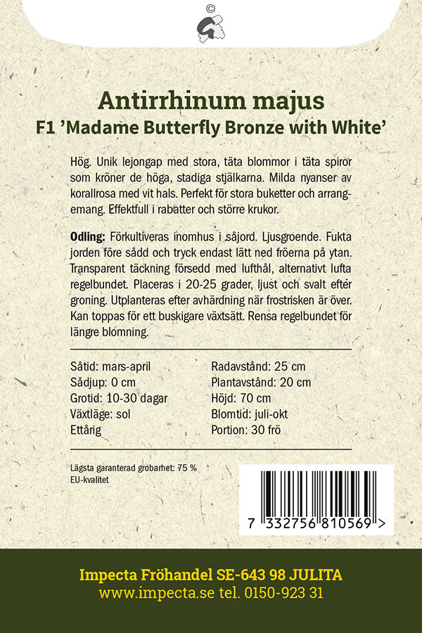 Frø: Løvemund F1 'Madame Butterfly Bronze with White'