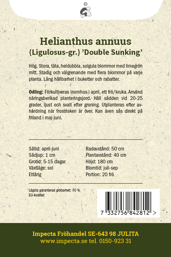 Frø: Fyldig Solsikke 'Double Sunking'