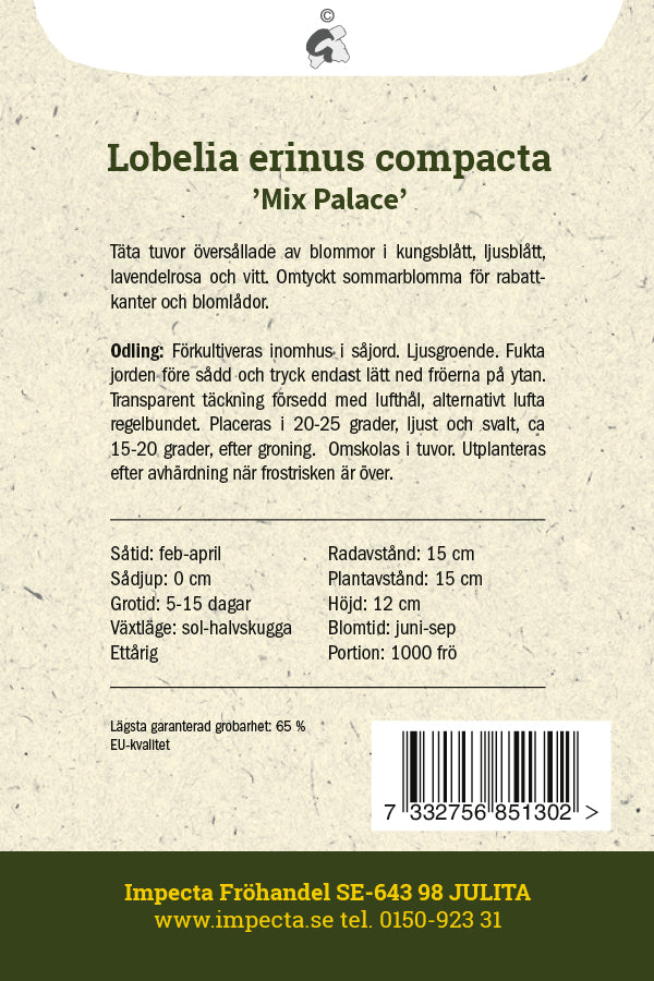 Frø: Kantlobelia 'Mix Palace'