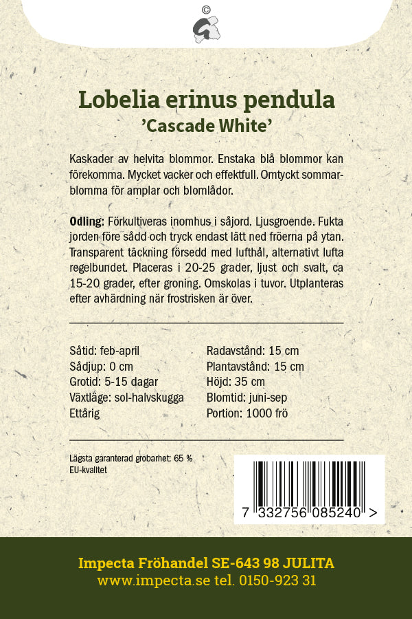 Frø: Hængelobelia 'Cascade White'