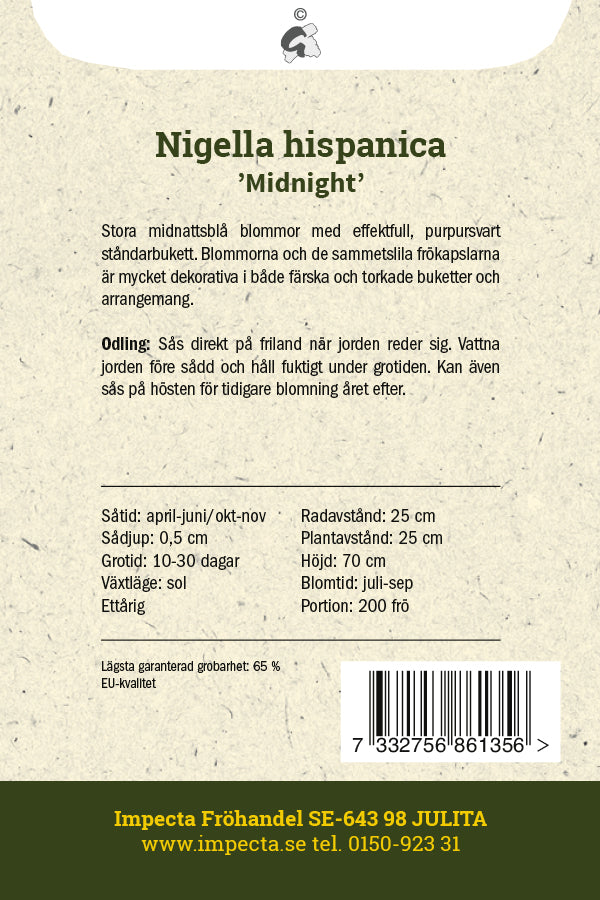 Frø: Spansk jomfru 'Midnight'
