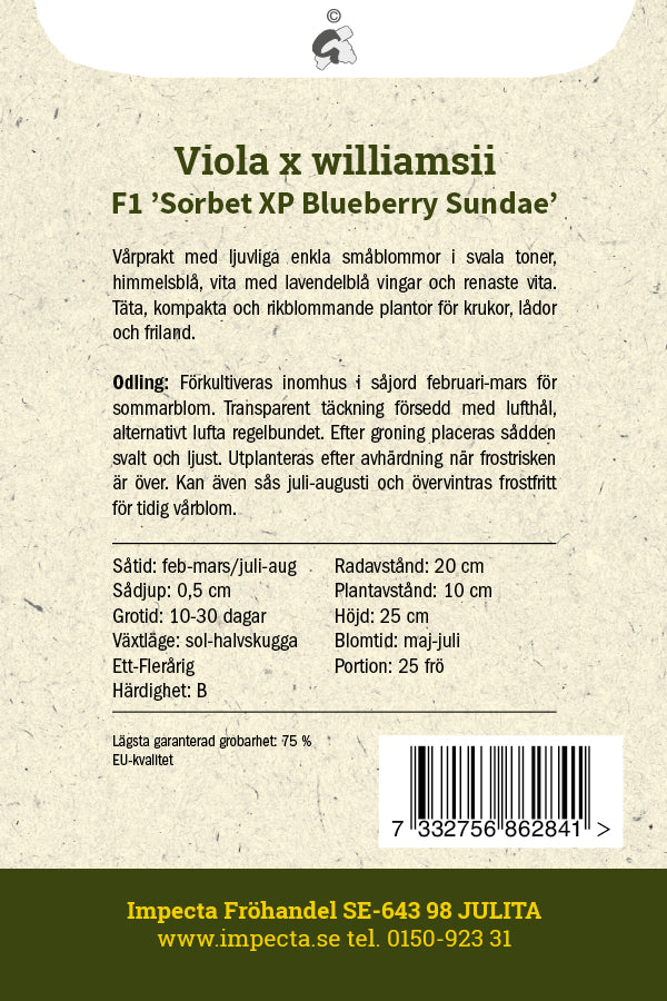 Frø: Hornviol F1 'Sorbet XP Blueberry Sundae'