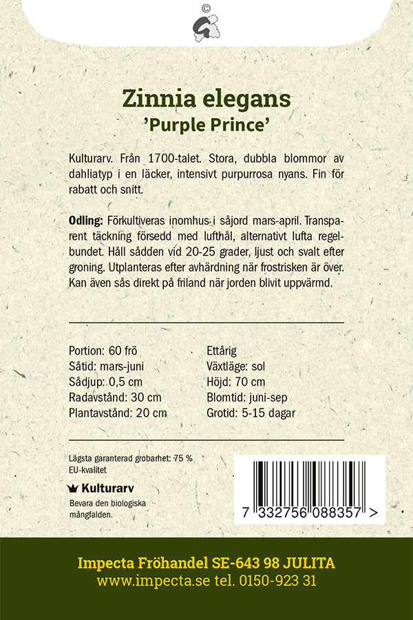 Frø: Frøkenhat 'Purple Prince'