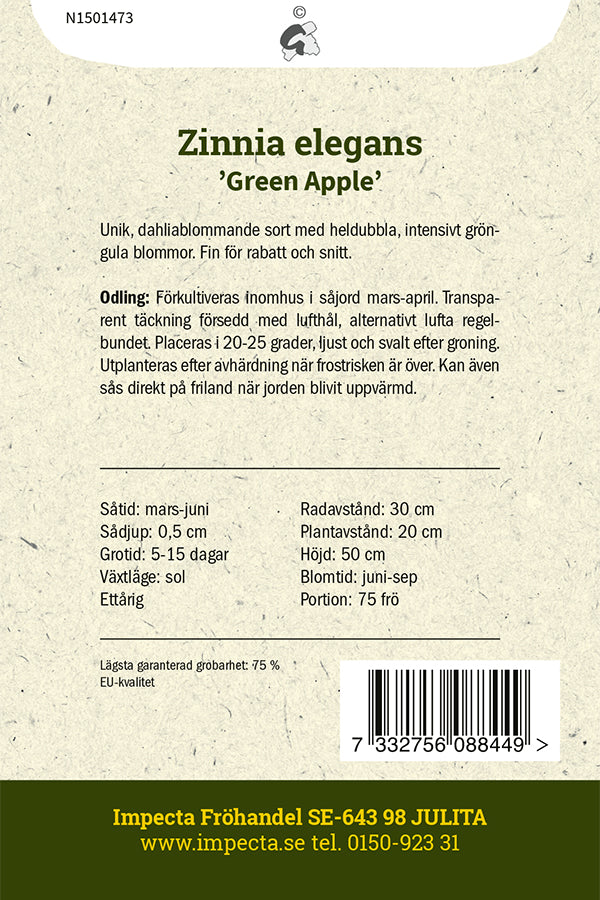Frø: Frøkenhat 'Green Apple'