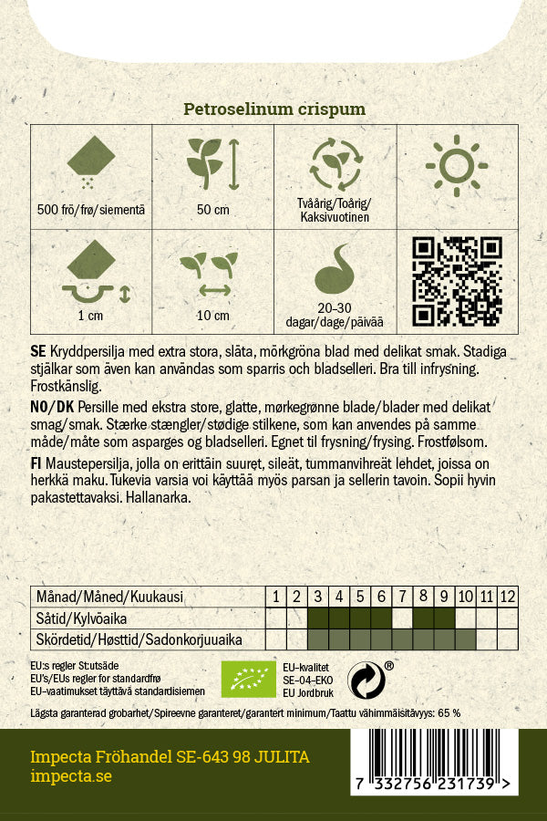 Frø: Bladpersille 'Gigante d'italia/Hilmar'