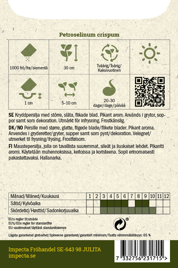 Frø: Petroselinum crispum 'Commun 2'