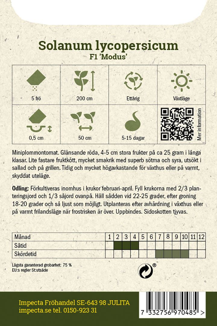 Frø: Blommetomat F1 'Modus'