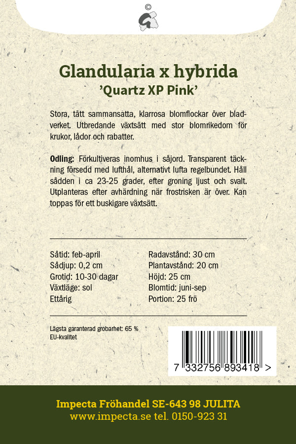 Frø: Have-verbena 'Quartz XP Pink'