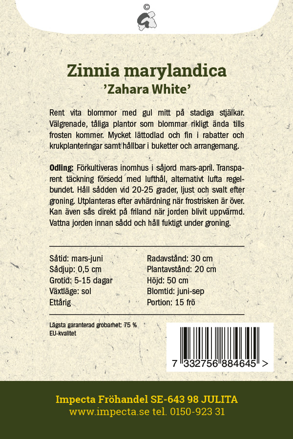 Frø: Frøkenhat 'Zahara White'