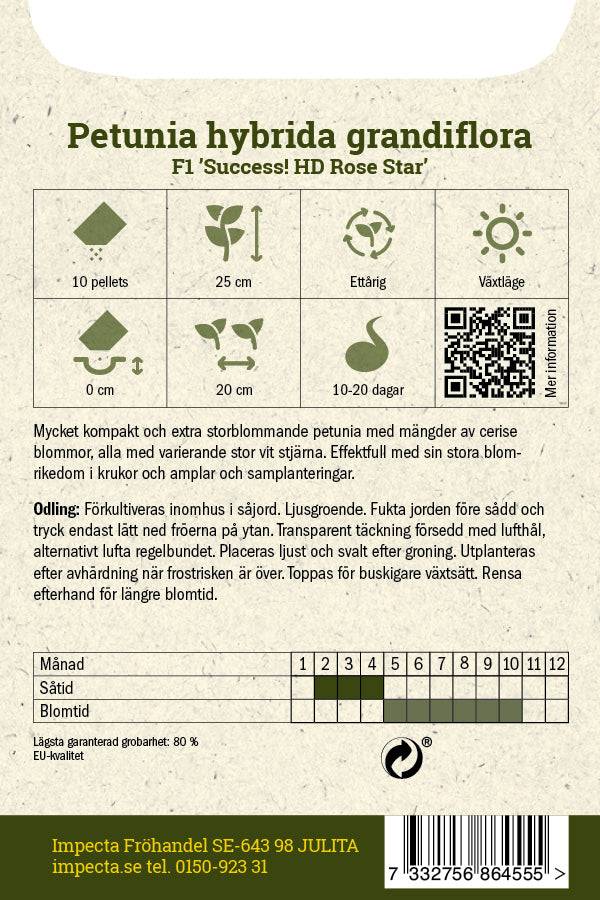 Frø: Petunia F1 'Success! HD Rose Star'