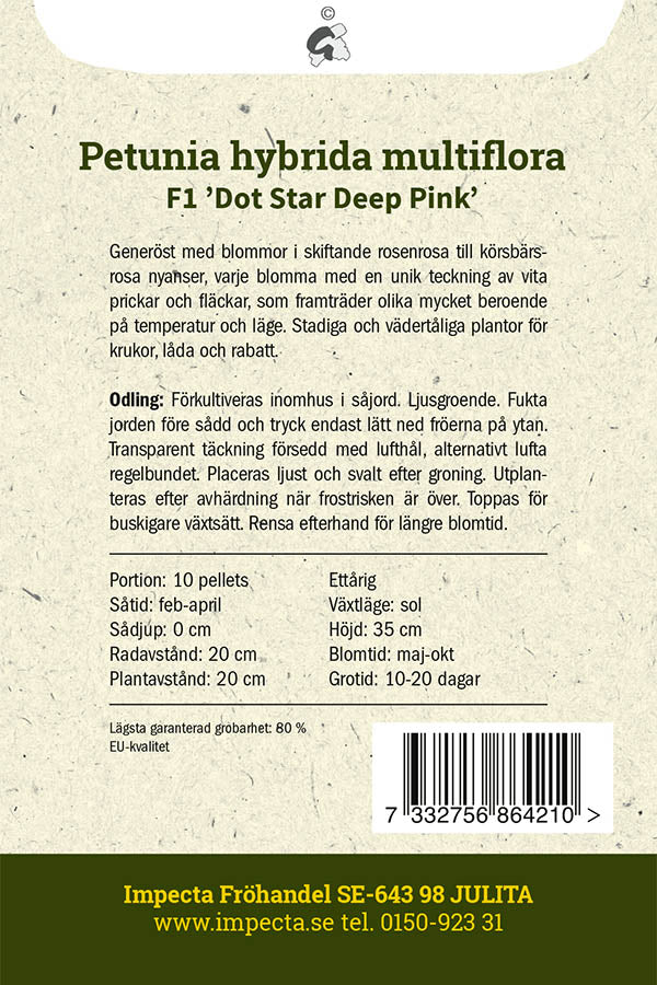 Frø: Petunia F1 'Dot Star Deep Pink'