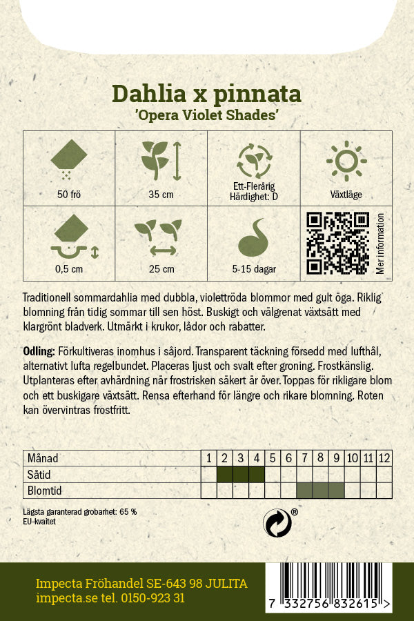 Frø: Dahlia 'Opera Violet Shades'