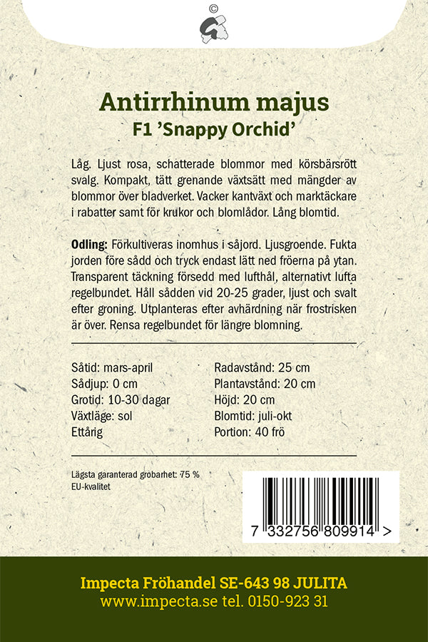 Frø: Løvemund F1 'Snappy Orchid'