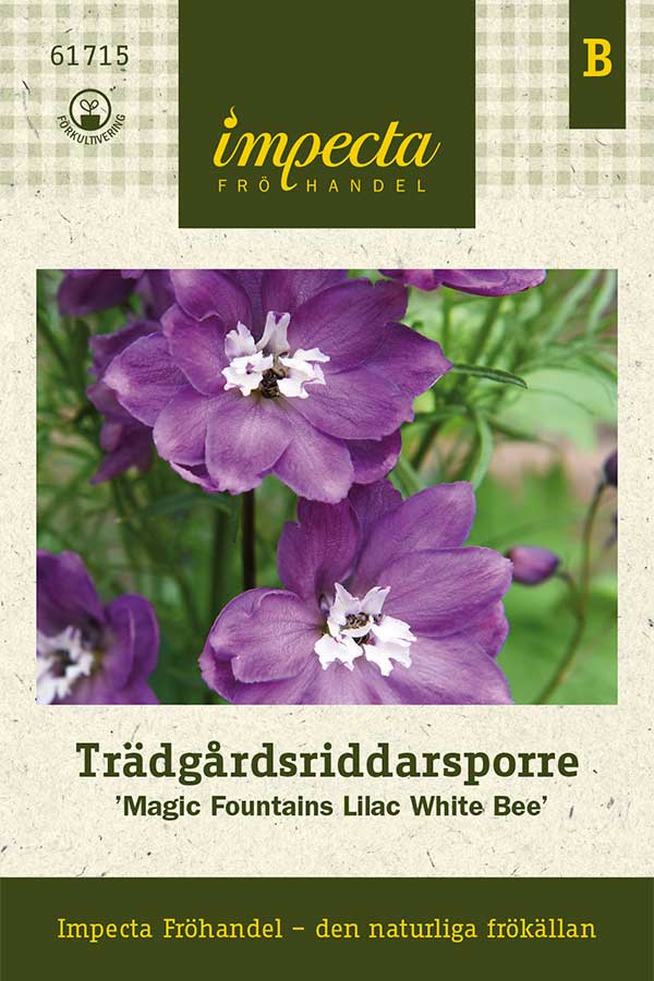 Frø: Have Ridderspore 'Magic Fountains Lilac White Bee'