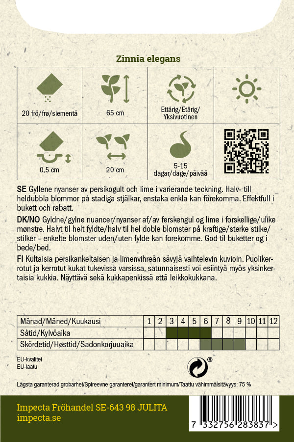 Frø: Frøkenhat 'Queeny Lemon Peach'