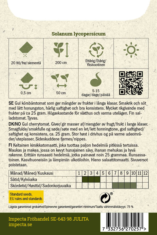 Frø: Cherrytomat 'Goldkrone'