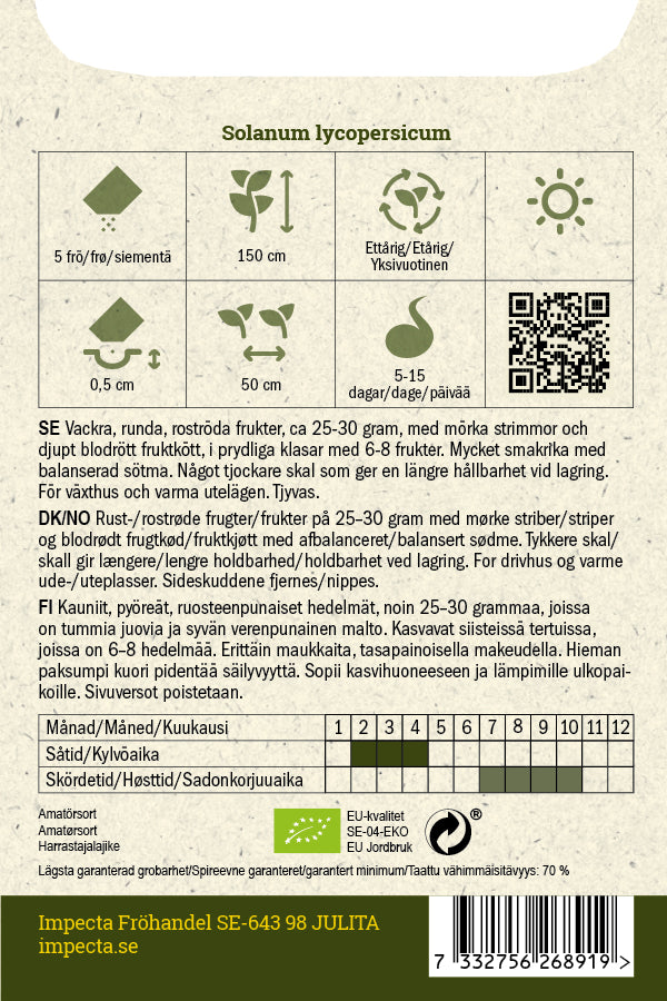 Frø: Cocktailtomat 'Zebranelle'